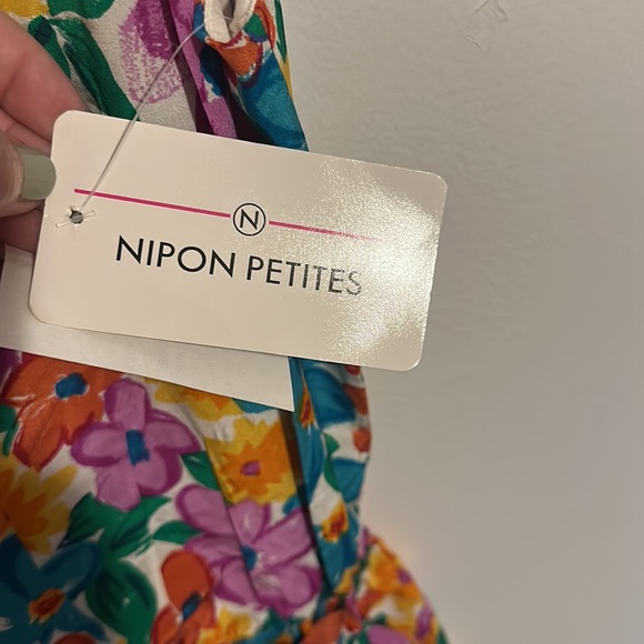 Vintage Silk Dress Floral Pattern Faux Wrap Nipon Boutique US 4 - Picture 8 of 10